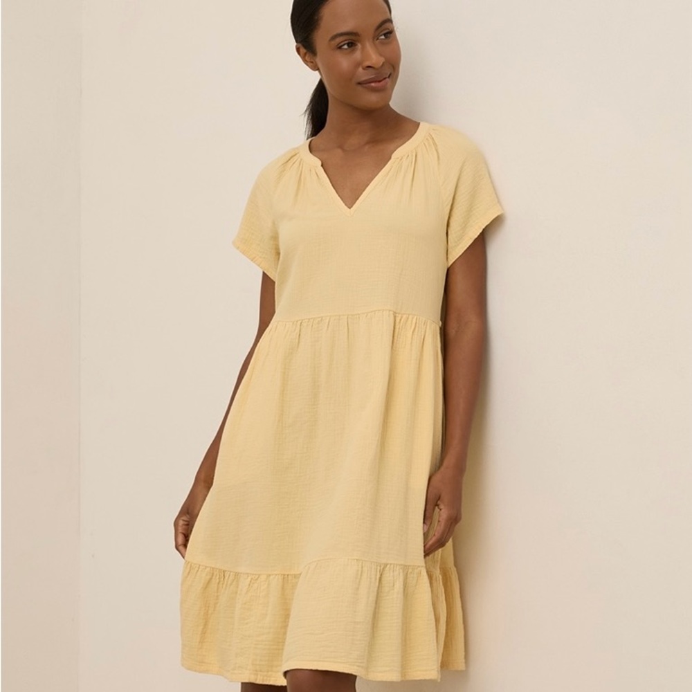 Pact Light Yellow Double Gauze 100% Organic Cotton Dress